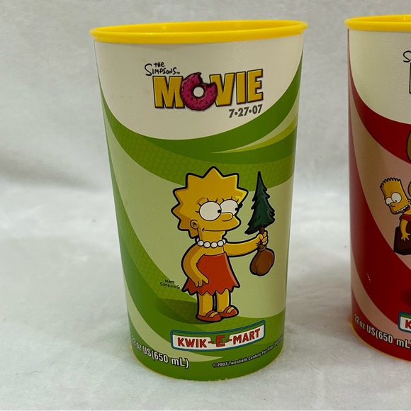 The Simpsons Movie 22 oz Slurpee Squishee Plastic Cups 7-Eleven Kwik E Mart 2007 - Picture 3 of 9